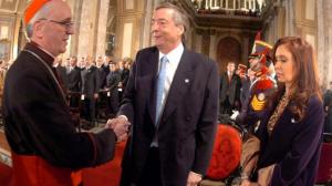 Encontro entre o então cardeal Bergoglio e o casal Kirchner, em Buenos Aires