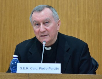 Cardeal Parolin em palestra na Pontifícia Universidade Gregoriana. Foto: Nikos Papaxristou